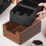 Espresso Klopfbox mit Akazienholz und Stahl
