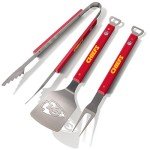 YouTheFan NFL Kansas City Chiefs Spirit Series 3-Piece BBQ Set , Stainless Steel, 22" x 9"