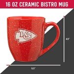 Rico Industries NFL Football Kansas City Chiefs Primary 16 oz Team Color Laser Engraved Ceramic Coffee Mug