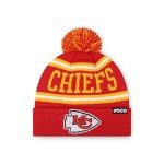 FOCO Kansas City Chiefs NFL Logo Stripe Pom Beanie Hat, Team Color