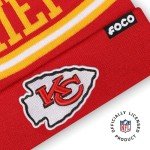 FOCO Kansas City Chiefs NFL Logo Stripe Pom Beanie Hat, Team Color