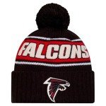 New Era Unisex-Adult NFL Official Sideline Team Logo Sherpa Striped Pom Beanie Cold Weather Knit Hat (Atlanta Falcons - Black)