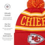 FOCO Kansas City Chiefs NFL Logo Stripe Pom Beanie Hat, Team Color