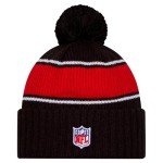 New Era Unisex-Adult NFL Official Sideline Team Logo Sherpa Striped Pom Beanie Cold Weather Knit Hat (Atlanta Falcons - Black)