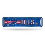Rico Industries NFL Buffalo Bills Home Décor Metal Street Sign (4" x 15") - Great for Home, Office, Bedroom, & Man Cave - Made,Silver