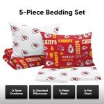 FOCO Kansas City Chiefs NFL Team Color Bed In a Bag Comforter Bedding 5 Piece Twin Set