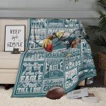 Blanket Football Fan Gifts for Men Women Football Style Throw Blanket Flannel Super Cozy Soft Living Room 60" x 50".