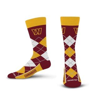 For Bare Feet NFL WASHINGTON COMMANDERS Argyle Remix Premium Dress Sock Team Color OSFM