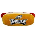Pets First NFL Philadelphia Eagles HOT Dog Plush Dog & CAT Squeak Toy - Cutest HOT-Dog Snack Plush Toy for Dogs & Cats with Inner Squeaker & Beautiful Football Team Name/Logo 8 x 5 x 3 Inches