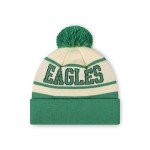 FOCO Philadelphia Eagles NFL Retro Team Logo Heritage Stripe Pom Beanie Hat, Cream