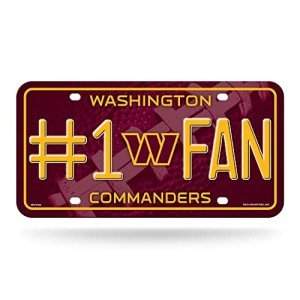 Rico Industries NFL Washington Commanders #1 Fan #1 Fan Metal Auto Tag 8.5" x 11" - Great for Truck/Car/SUV