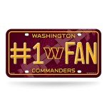 Rico Industries NFL Washington Commanders #1 Fan #1 Fan Metal Auto Tag 8.5" x 11" - Great for Truck/Car/SUV