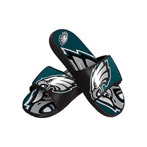 FOCO Philadelphia Eagles NFL Mens Gel Slides - Colorblock Big Logo, XL(13-14)