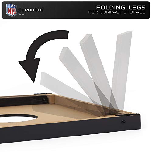 Wild Sports 2'x3' MDF Wood NFL Cornhole Set - Grey Wood Design - Convenient Carry Handles and 8 Premium Bean Bags - Great for Tailgate Parties!