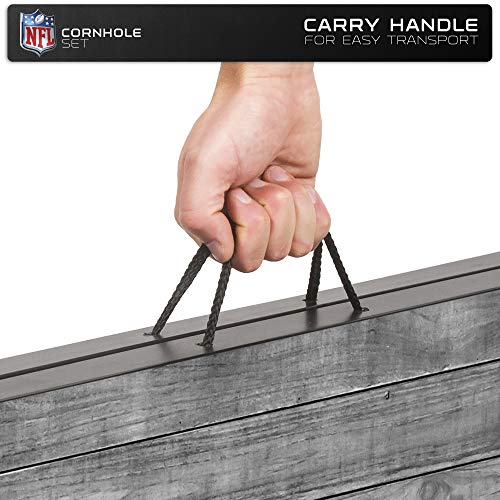 Wild Sports 2'x3' MDF Wood NFL Cornhole Set - Grey Wood Design - Convenient Carry Handles and 8 Premium Bean Bags - Great for Tailgate Parties!