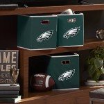 Franklin Sports Philadelphia Eagles NFL Storage Bin - Collapsible Cube Container + Basket - NFL Office, Bedroom + Living Room Décor - Folding Storage Bin for Football Fans - 11"x11"