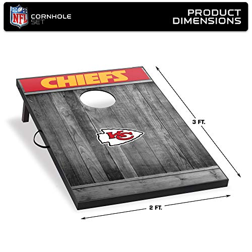 Wild Sports 2'x3' MDF Wood NFL Cornhole Set - Grey Wood Design - Convenient Carry Handles and 8 Premium Bean Bags - Great for Tailgate Parties!