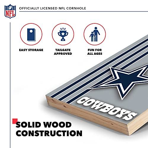 Wild Sports 2' x 3' Solid Wood Cornhole Set with Direct Print HD Team Graphics – Great Gift for Any Football Fan! Bean Bag Toss Family Outdoor Games – NFL Dallas Cowboys