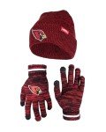 Ultra Game NFL Official Adults Unisex Super Soft Marl Knit Winter Beanie Knit Hat with Extra Warm Touch Screen Gloves, Arizona Cardinals, Team Color, 1SIZE