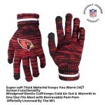Ultra Game NFL Official Adults Unisex Super Soft Marl Knit Winter Beanie Knit Hat with Extra Warm Touch Screen Gloves, Arizona Cardinals, Team Color, 1SIZE