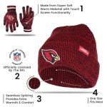 Ultra Game NFL Official Adults Unisex Super Soft Marl Knit Winter Beanie Knit Hat with Extra Warm Touch Screen Gloves, Arizona Cardinals, Team Color, 1SIZE