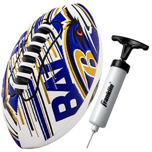 Franklin Sports NFL Baltimore Ravens Football - Youth Mini Football - 8.5" Junior Size Ball - SPACELACE Easy Grip Texture- Perfect for Kids
