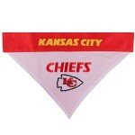 Pets First NFL DOG BANDANA - KANSAS CITY CHIEFS REVERSIBLE PET BANDANA. 2 Sided Sports Bandana with a PREMIUM Embroidery TEAM LOGO, Small/Medium. - 2 Sizes & 32 NFL Teams available (KCC-3217-S-M)