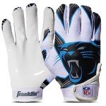 Franklin Sports Carolina Panthers Youth NFL Football Receiver Gloves - Receiver Gloves For Kids - NFL Team Logos and Silicone Palm - Youth S/XS Pair