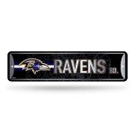 Rico Industries NFL Baltimore Ravens Home Décor Metal Street Sign (4" x 15") - Great for Home, Office, Bedroom, & Man Cave - Made,Silver