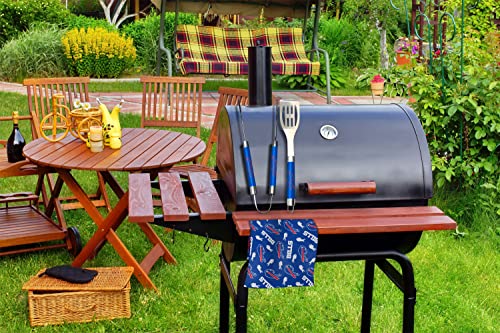 Northwest Offically Licensed Buffalo Bills NFL 3 Piece BBQ Grill Set - Spatula, Tongs and Towel, Scatter Print