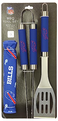 Northwest Offically Licensed Buffalo Bills NFL 3 Piece BBQ Grill Set - Spatula, Tongs and Towel, Scatter Print