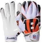 Franklin Sports Cincinnati Bengals Youth NFL Football Receiver Gloves - Receiver Gloves for Kids - NFL Team Logos and Silicone Palm - Youth S/XS Pair