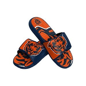 FOCO Chicago Bears NFL Mens Colorblock Big Logo Gel Slides - L