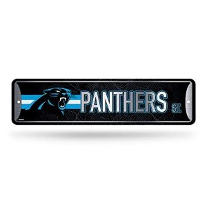 Rico Industries NFL Carolina Panthers Home Décor Metal Street Sign (4" x 15") - Great for Home, Office, Bedroom, & Man Cave - Made,Silver