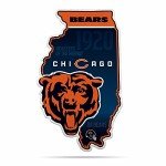 Rico Industries NFL Chicago Bears State Shape Shape Cut Pennant - Home and Living Room Décor - Soft Felt EZ to Hang 18x0.10x18