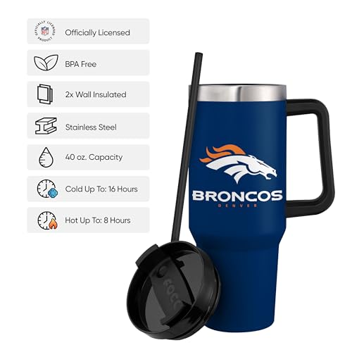 FOCO Denver Broncos NFL 40 oz XL Tumbler - Atlernate Team Color - Blue