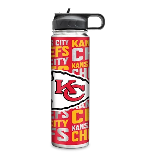 Rico Industries NFL Football Kansas City Chiefs 22oz Stainless Steel Tumbler with Lid - Great For Coffee, Tea, Water or Cocktails