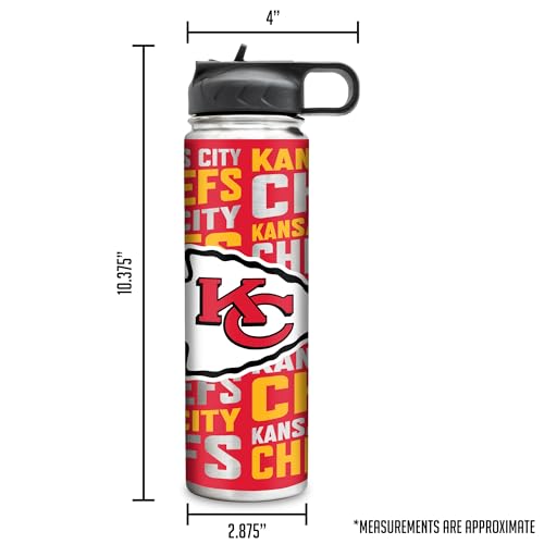 Rico Industries NFL Football Kansas City Chiefs 22oz Stainless Steel Tumbler with Lid - Great For Coffee, Tea, Water or Cocktails
