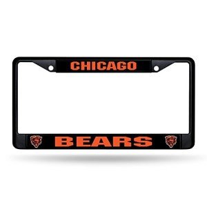 Rico Industries NFL Football Chicago Bears Primary Black Chrome Frame with Plastic Inserts 12" x 6" Car/Truck Auto Accessory