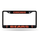 Rico Industries NFL Football Chicago Bears Primary Black Chrome Frame with Plastic Inserts 12" x 6" Car/Truck Auto Accessory