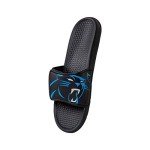 FOCO NFL Carolina Panthers Mens Cropped Big Logo Shower Sport Flip Flops Sandals SlidesCropped Big Logo Shower Sport Flip Flops Sandals Slides, Big Logo, L - 11/12