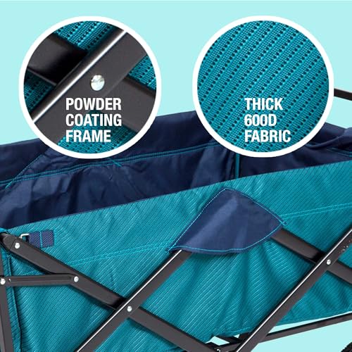 MacSports Classic Collapsible Folding Outdoor Utility Wagon | Heavy Duty Cart w/Wheels for Groceries, Sports Equipment, Gardening, Camping, Tailgating | Two Tone Teal/Navy | 32.5" L x 17.5" W Basket