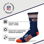 For Bare Feet NFL Youth 4 Stripe Deuce Crew Sock, Chicago Bears, One Size