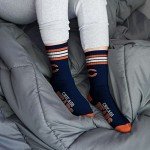 For Bare Feet NFL Youth 4 Stripe Deuce Crew Sock, Chicago Bears, One Size