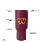 Simple Modern Officially Licensed NFL Washington Commanders 30oz Tumbler with Flip Lid and Straws | Insulated Cup Stainless Steel | Gifts for Men Women | Trek Collection | Washington Commanders