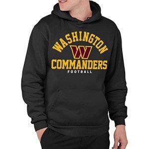 Junk Food Clothing x NFL - Washington Commanders - Classic Team Logo - Unisex Adult Pullover Fleece Hoodie for Men and Women - Size Large, Black