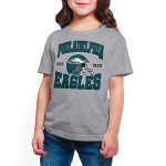 Junk Food Clothing x NFL - Philadelphia Eagles - Team Helmet - Kids Short Sleeve T-Shirt for Boys and Girls - Size Large
