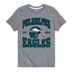 Junk Food Clothing x NFL - Philadelphia Eagles - Team Helmet - Kids Short Sleeve T-Shirt for Boys and Girls - Size Large