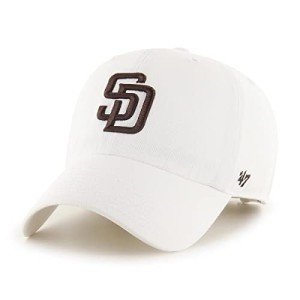 47 San Diego Padres Clean Up Adjustable Hat, for Adult Men and Women, One Size, White, Brown Logo