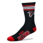 For Bare Feet NFL Youth 4 Stripe Deuce Crew Sock, Atlanta Falcons, One Size
